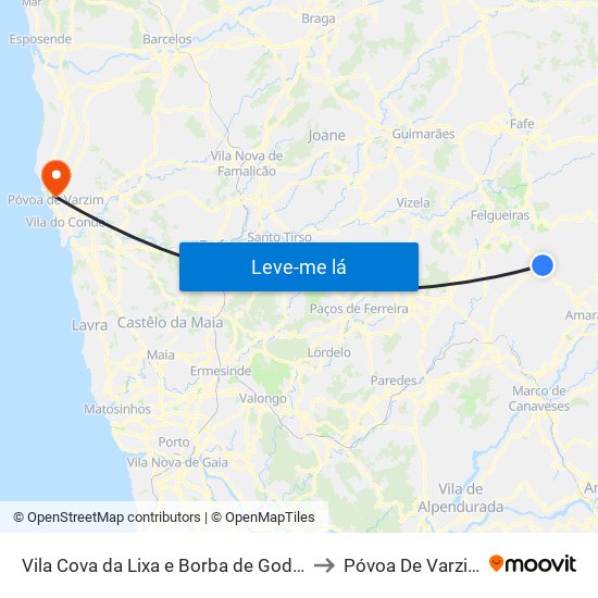 Vila Cova da Lixa e Borba de Godim to Póvoa De Varzim map