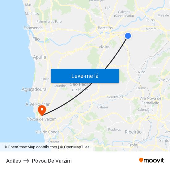 Adães to Póvoa De Varzim map