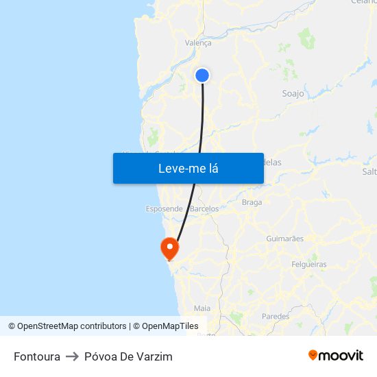 Fontoura to Póvoa De Varzim map