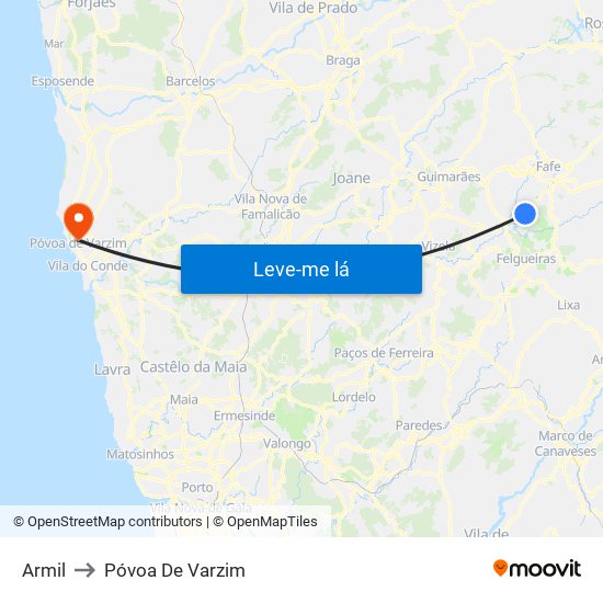 Armil to Póvoa De Varzim map