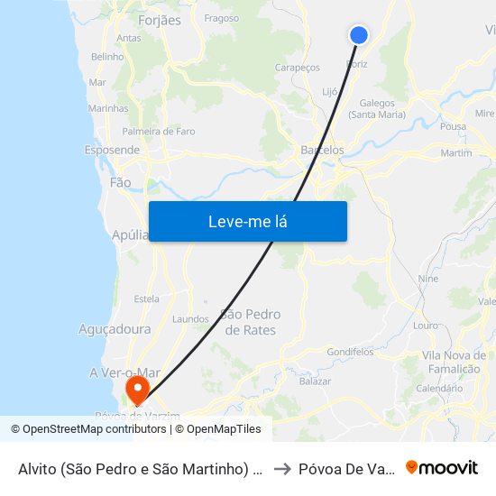 Alvito (São Pedro e São Martinho) e Couto to Póvoa De Varzim map