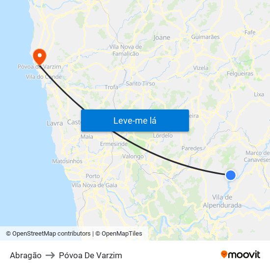 Abragão to Póvoa De Varzim map