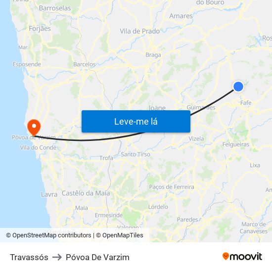 Travassós to Póvoa De Varzim map