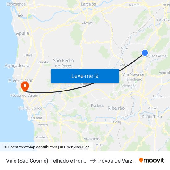 Vale (São Cosme), Telhado e Portela to Póvoa De Varzim map