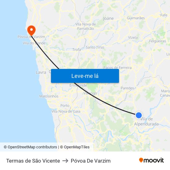 Termas de São Vicente to Póvoa De Varzim map