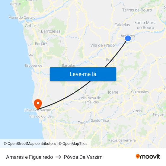 Amares e Figueiredo to Póvoa De Varzim map