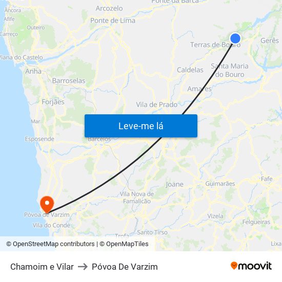 Chamoim e Vilar to Póvoa De Varzim map