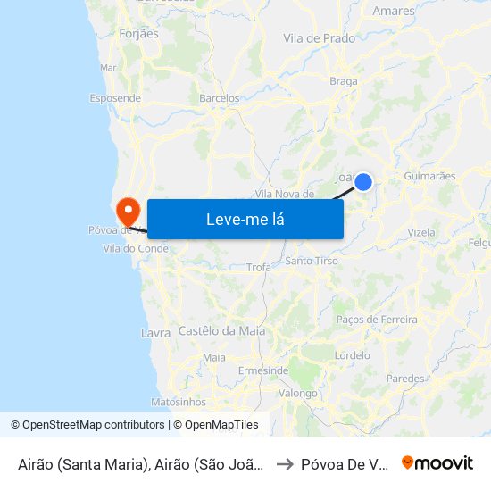 Airão (Santa Maria), Airão (São João) e Vermil to Póvoa De Varzim map