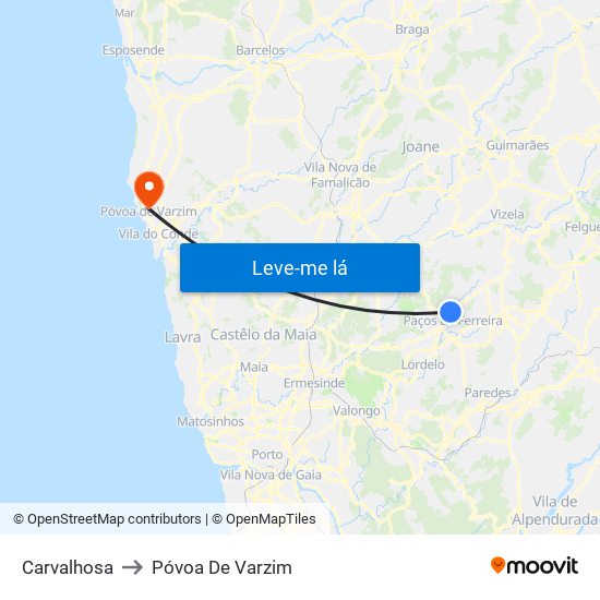 Carvalhosa to Póvoa De Varzim map