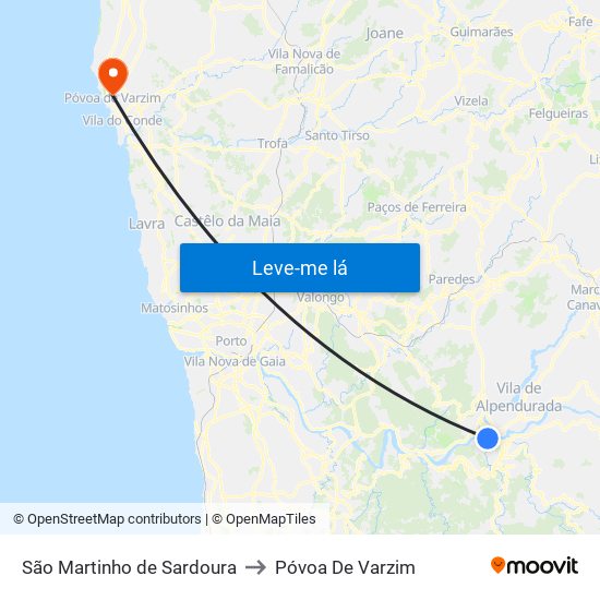 São Martinho de Sardoura to Póvoa De Varzim map