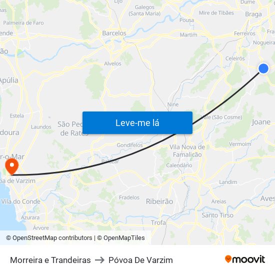 Morreira e Trandeiras to Póvoa De Varzim map