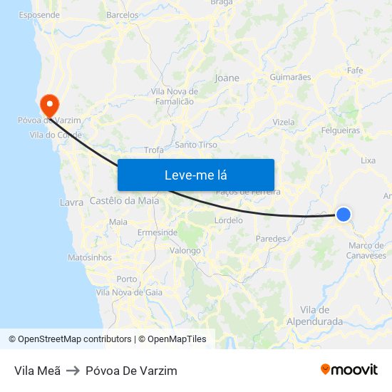Vila Meã to Póvoa De Varzim map