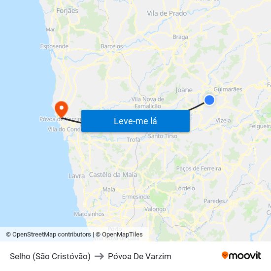 Selho (São Cristóvão) to Póvoa De Varzim map