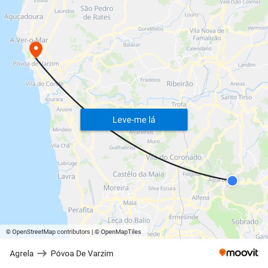 Agrela to Póvoa De Varzim map