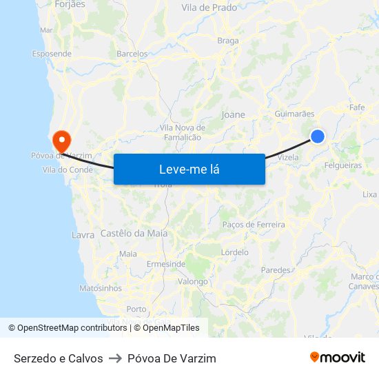 Serzedo e Calvos to Póvoa De Varzim map