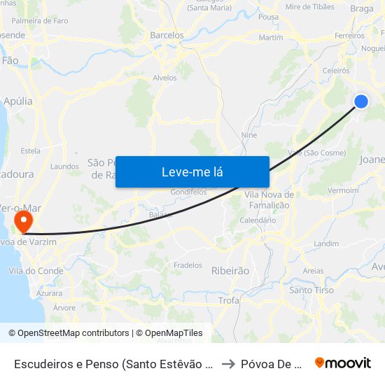 Escudeiros e Penso (Santo Estêvão e São Vicente) to Póvoa De Varzim map