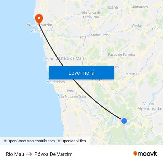 Rio Mau to Póvoa De Varzim map