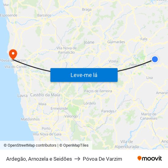 Ardegão, Arnozela e Seidões to Póvoa De Varzim map