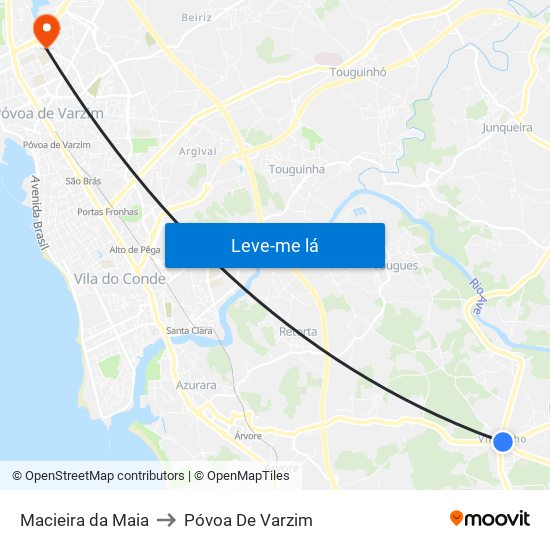 Macieira da Maia to Póvoa De Varzim map