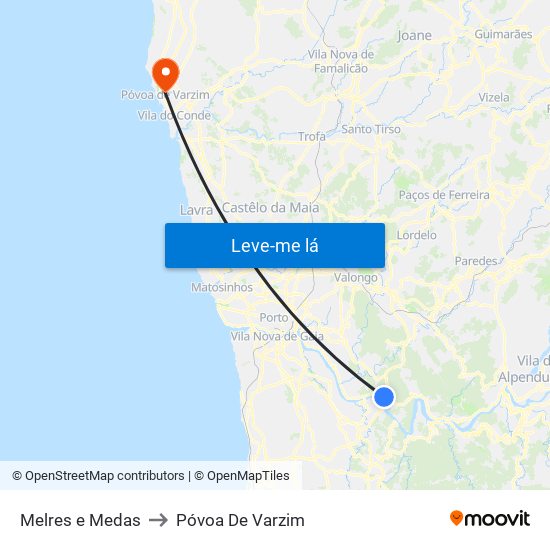 Melres e Medas to Póvoa De Varzim map