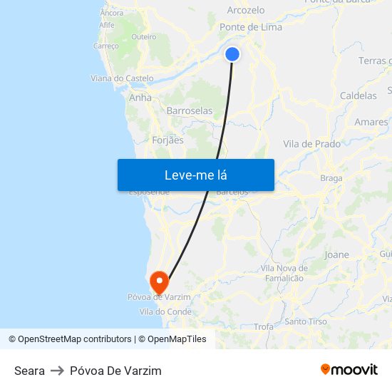 Seara to Póvoa De Varzim map