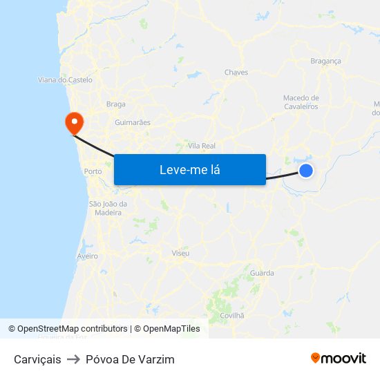 Carviçais to Póvoa De Varzim map