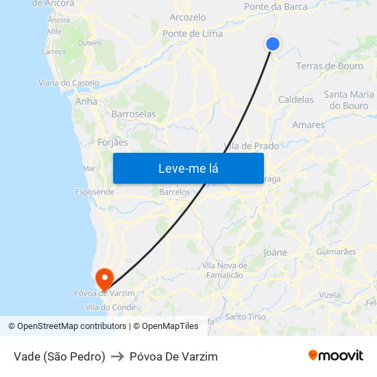 Vade (São Pedro) to Póvoa De Varzim map