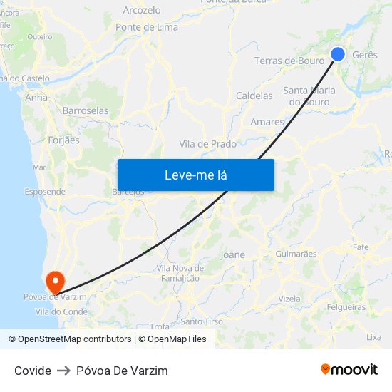 Covide to Póvoa De Varzim map