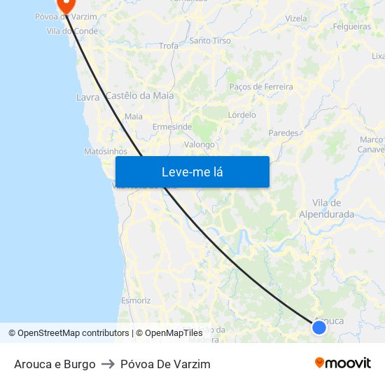 Arouca e Burgo to Póvoa De Varzim map