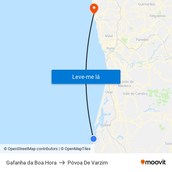 Gafanha da Boa Hora to Póvoa De Varzim map