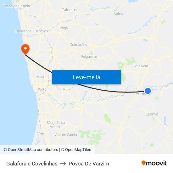 Galafura e Covelinhas to Póvoa De Varzim map