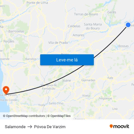 Salamonde to Póvoa De Varzim map