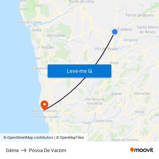 Gême to Póvoa De Varzim map