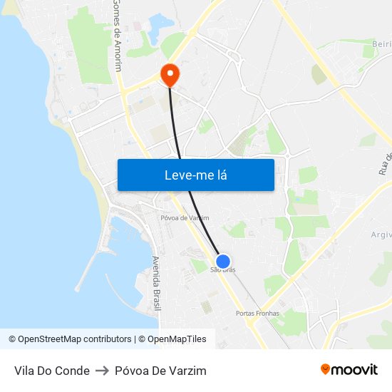 Vila Do Conde to Póvoa De Varzim map