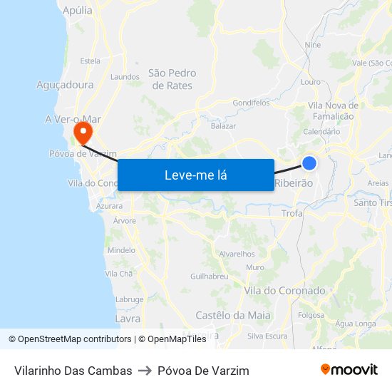 Vilarinho Das Cambas to Póvoa De Varzim map