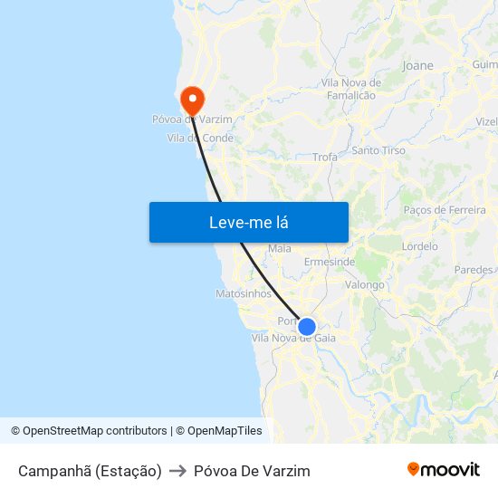 Campanhã (Estação) to Póvoa De Varzim map