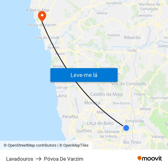 Lavadouros to Póvoa De Varzim map
