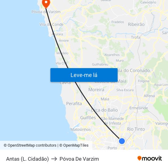 Antas (L. Cidadão) to Póvoa De Varzim map