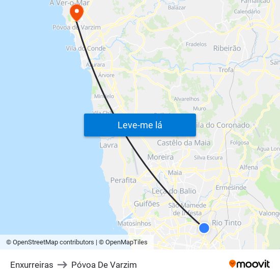 Enxurreiras to Póvoa De Varzim map