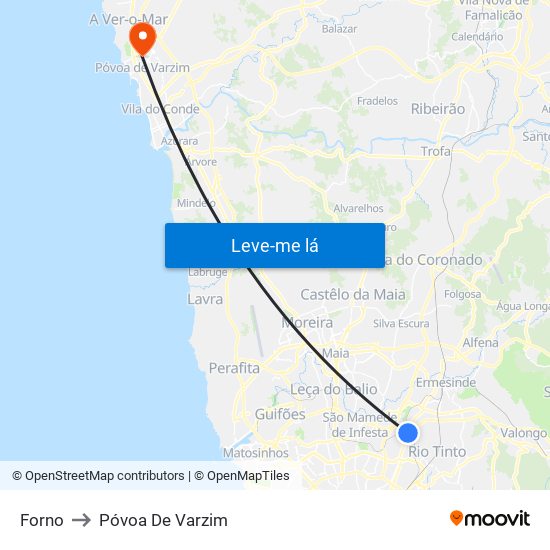 Forno to Póvoa De Varzim map