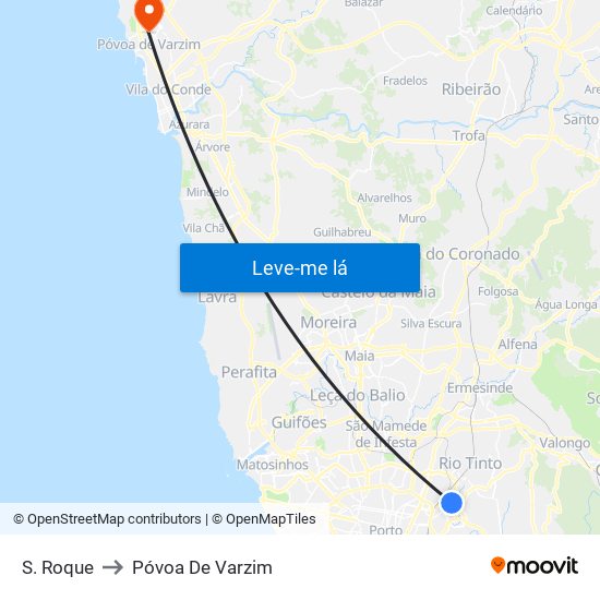 S. Roque to Póvoa De Varzim map