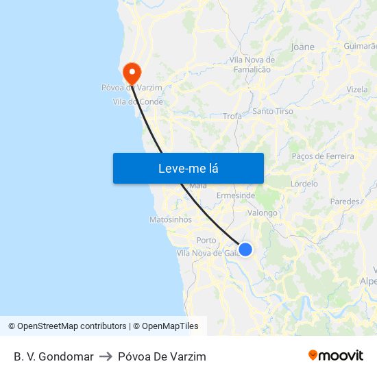 B. V. Gondomar to Póvoa De Varzim map