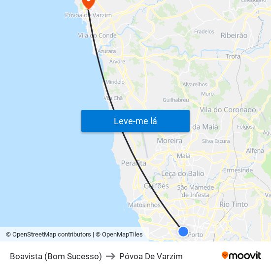 Boavista (Bom Sucesso) to Póvoa De Varzim map