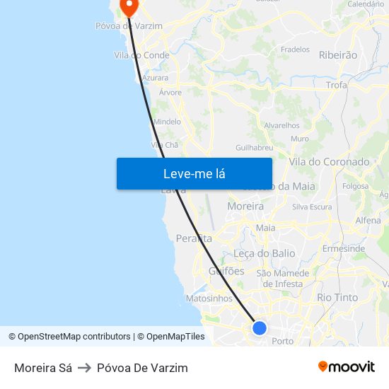 Moreira Sá to Póvoa De Varzim map