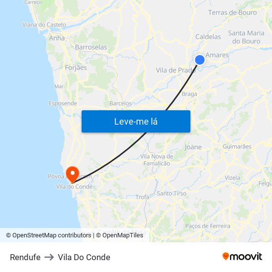 Rendufe to Vila Do Conde map