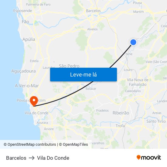 Barcelos to Vila Do Conde map