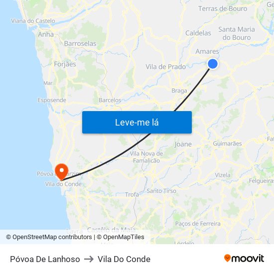 Póvoa De Lanhoso to Vila Do Conde map