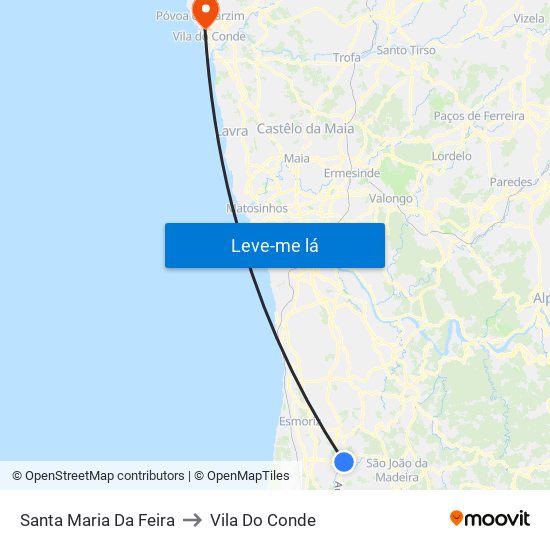 Santa Maria Da Feira to Vila Do Conde map