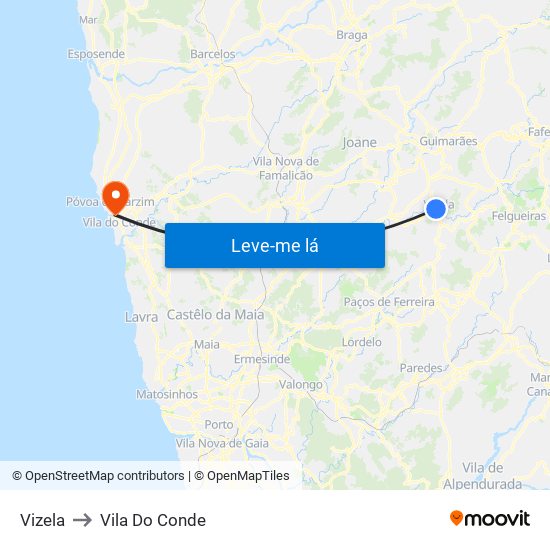 Vizela to Vila Do Conde map