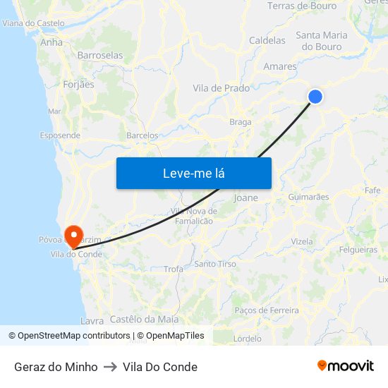 Geraz do Minho to Vila Do Conde map
